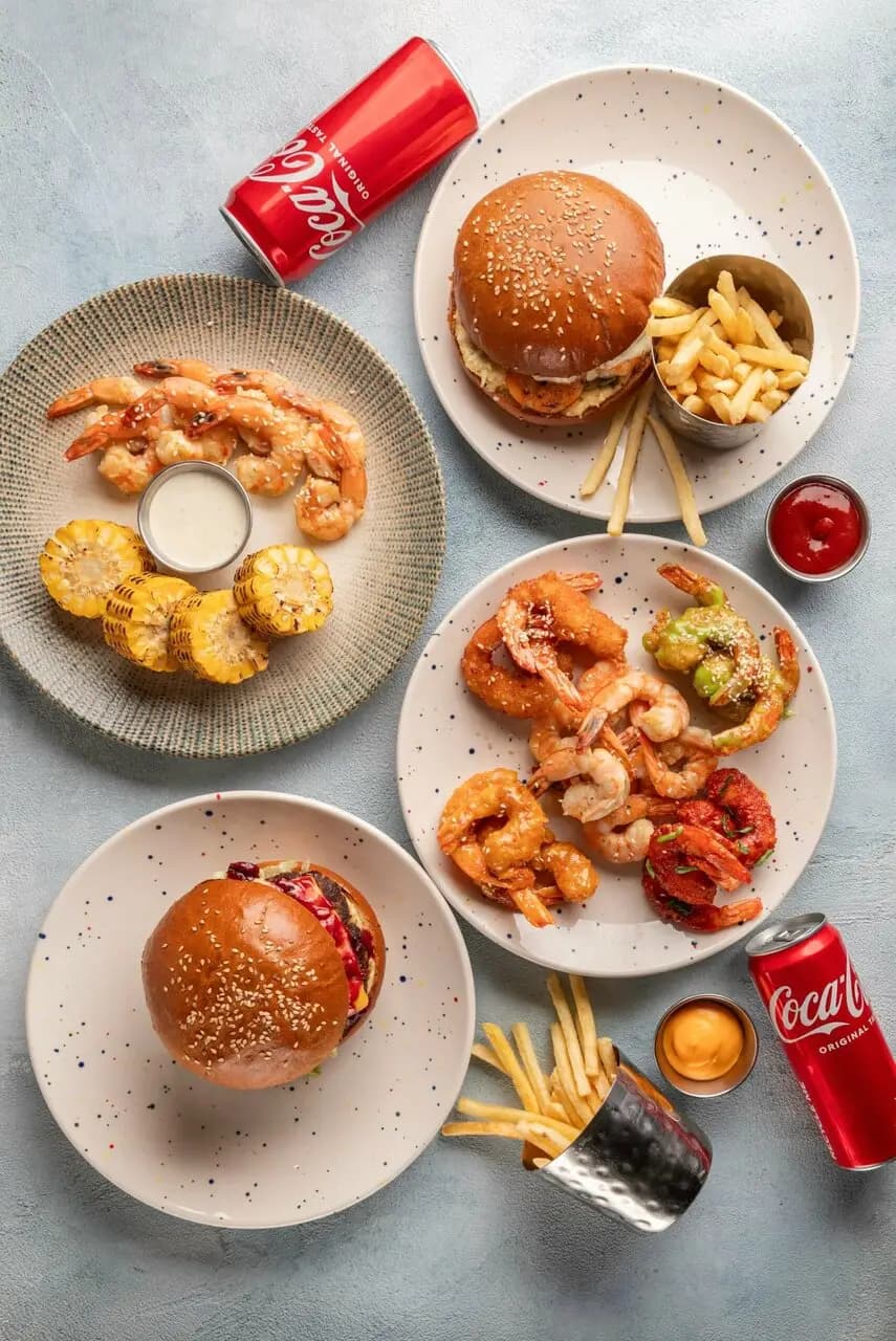 Креветки и бургеры